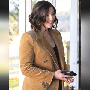 Nwot Banana Republic Rivoli Brown Cordoroy Double Breasted Longsleeve Ja…